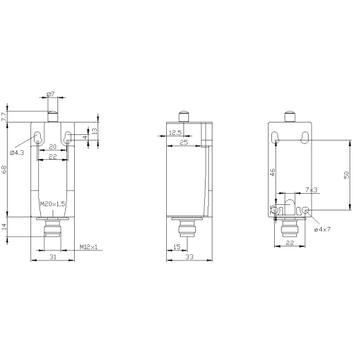Position switch metal encl EN50047 31 mm 1 NO1 NC slowaction contacts