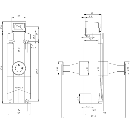 Safety position switch with tumbler locking force 1300 N