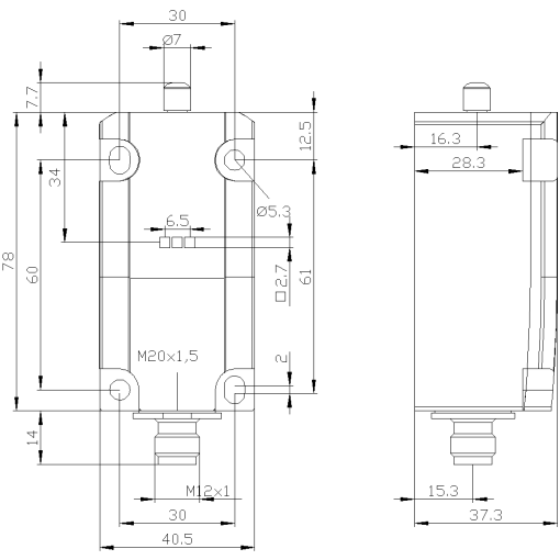 Basic switch for position switch 3SE51 metal encl 40 mm 1 NONC snapactio