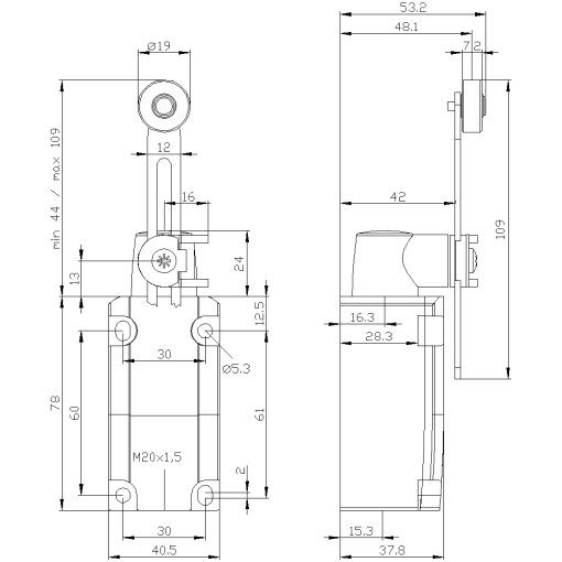 SIRIUS position switch plastic enclosure 40 mm twist lever