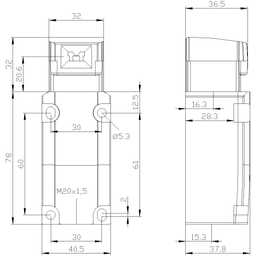 Safety position switch with separate actuator 1 NO  2 NC