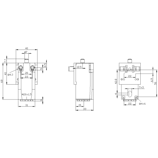 SIRIUS Position switch plastic enclosure acc to EN50047 31 mm control cab