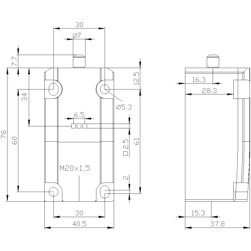 Basic switch for position switch 3SE51 plastic enclosure 40 mm EN50041