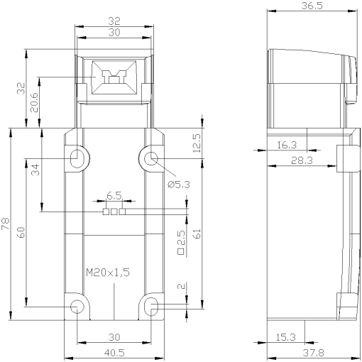 Safety position switch with separate actuator 1 NO  2 NC