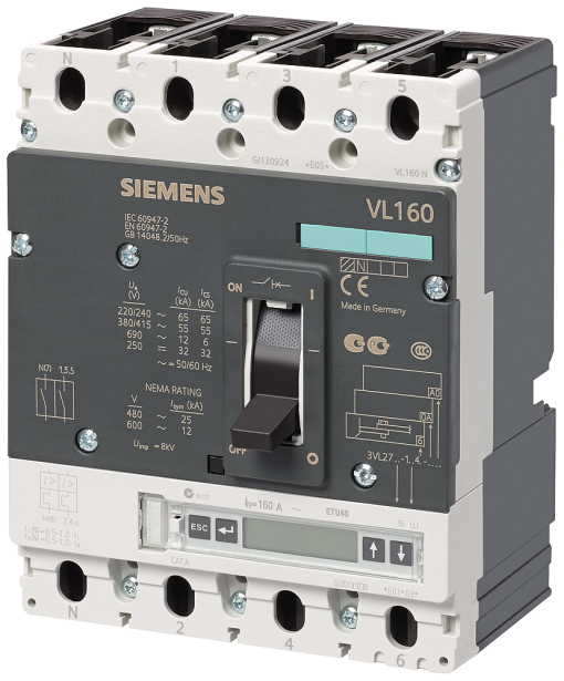 circuit breaker VL160H high breaking capacity Icu70kA 415V AC 4pole line 
