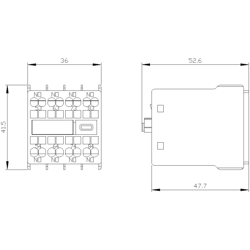 Auxiliary switch 4 NO current paths 1 NO 1 NO 1 NO 1 NO