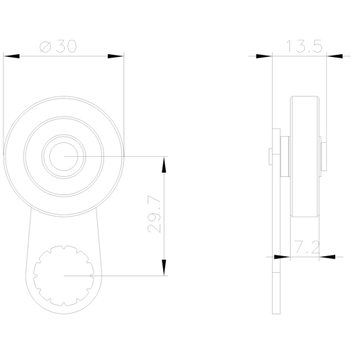 Twist lever for position switch 3SE5152 metal lever 30 mm long 30 mm