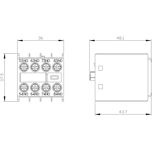 Auxiliary switch 4 NO current paths 1 NO 1 NO 1 NO 1 NO