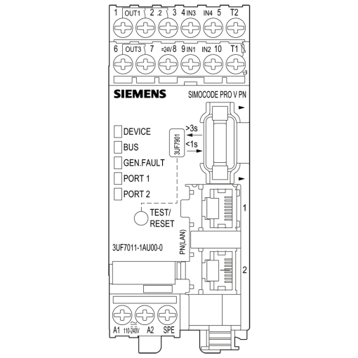 Basic unit 3 SIMOCODE pro V PN EthernetPROFINET IO OPC UA serverweb server