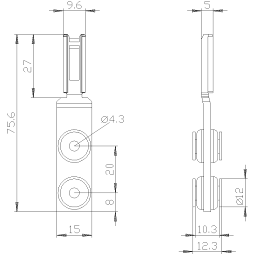 Separate standard actuator for position switch with tumbler made of stainless