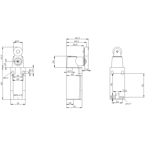 Position switch metal housing EN50047 31 mm device connection increased co