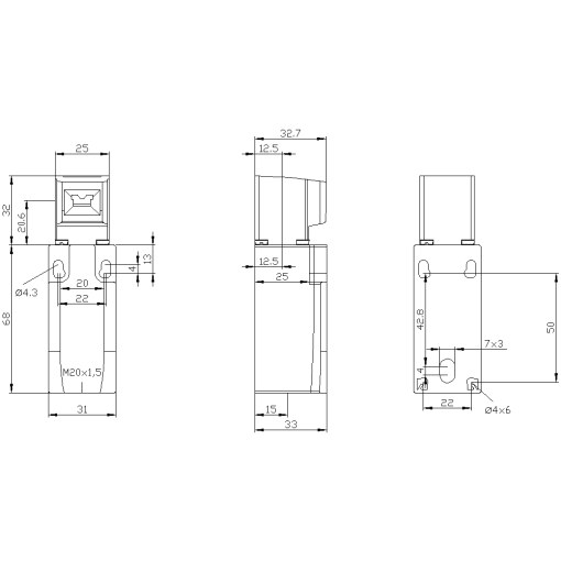 SIRIUS position switch with separate actuator plastic 31 mm 1 NO1 NC