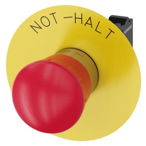 Emergency stop mushroom pushbutton 22 mm round metal high gloss red 1 NC