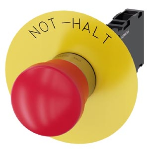 Emergency stop mushroom pushbutton 22 mm round metal high gloss red 1 N