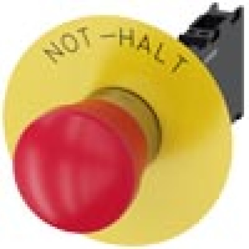 Emergency stop mushroom pushbutton 22 mm round metal high gloss red 1 N