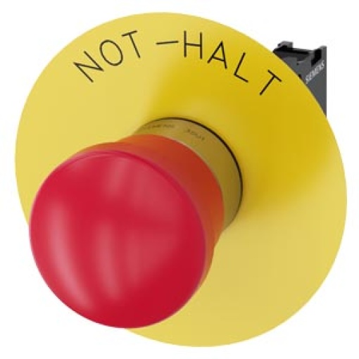 Emergency stop mushroom pushbutton 22 mm round metal high gloss red 1 NC