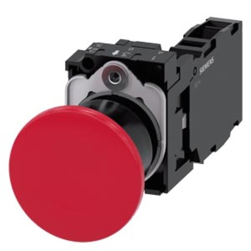 Mushroom pushbutton 22 mm round plastic red 1 NO  1 NC
