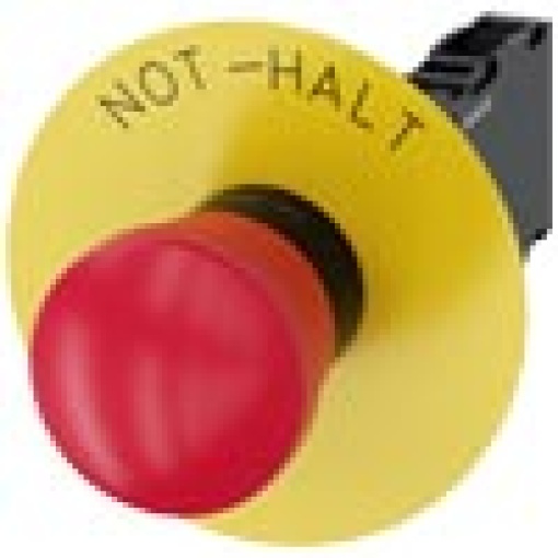 Emergency stop mushroom pushbutton 22 mm round plastic red 1 NO  1 NC