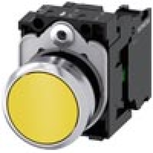 Pushbutton 22 mm round metal high gloss yellow button 1 NO