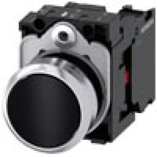 Pushbutton 22 mm round metal high gloss black button 1 NC