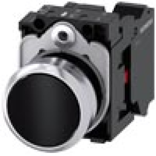 Pushbutton 22 mm round metal high gloss black button 1 NC