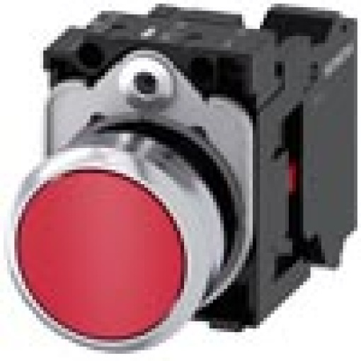 Pushbutton 22 mm round metal high gloss red button 1 NC