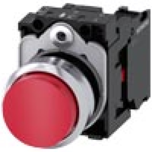 Pushbutton 22 mm round metal high gloss red button 1 NC