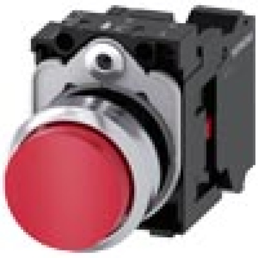 Pushbutton 22 mm round metal high gloss red button 1 NC