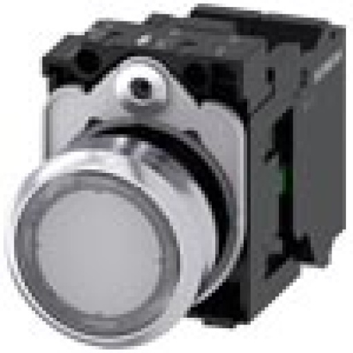 Pushbutton illuminated 22 mm round metal high gloss clear button 1 NO