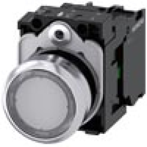 Pushbutton illuminated 22 mm round metal high gloss clear button 1 NO