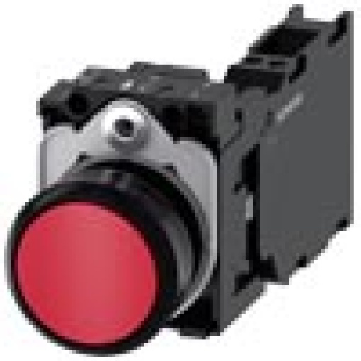 Pushbutton 22 mm round plastic red button 1 NO  1 NC