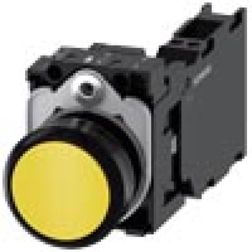 Pushbutton 22 mm round plastic yellow button 1 NO  1 NC