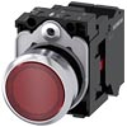 Pushbutton illuminated 22 mm round metal high gloss red 1 NC