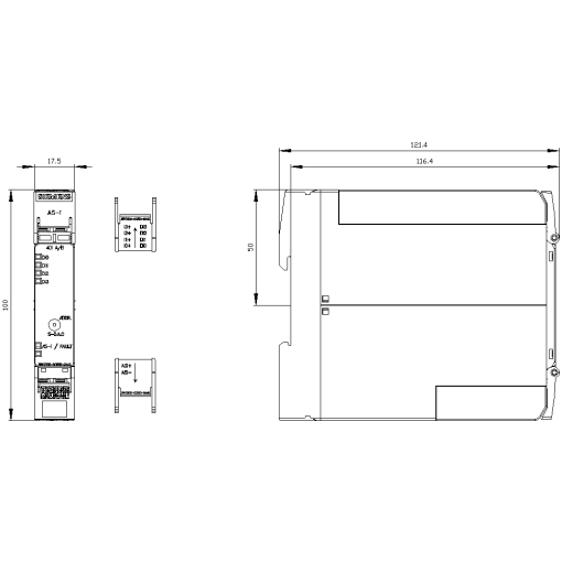 ASi SlimLine Compact module AB slave 4 DI IP20 4x input 2wire sensor 175 mm