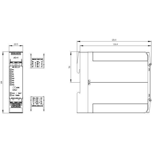ASi SlimLine compact module AB slave 4 DI4 DQ IP20 4 x input 3wire sensor