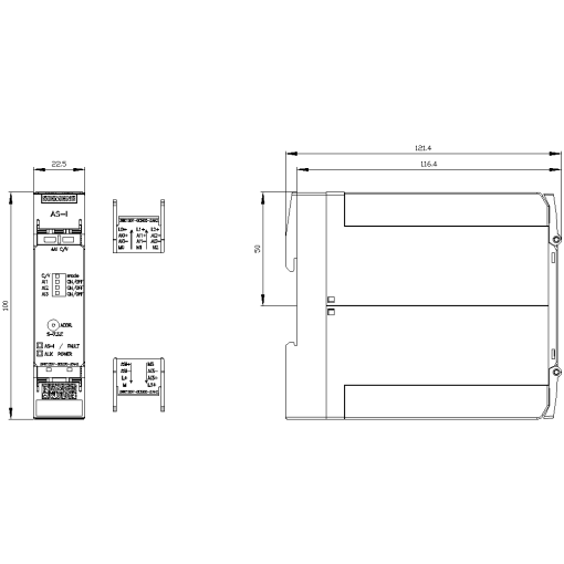 ASi SlimLine Compact module SC225 IP20 4 AICV screw terminals 4x analog