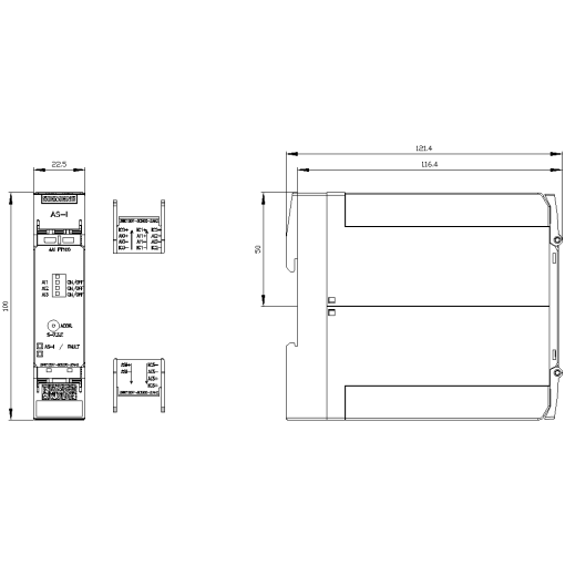 ASi SlimLine Compact module SC225 IP20 4 AI RTD screw terminals 4 x analo