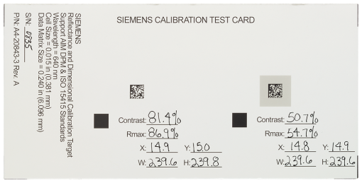 Calibration card for MV440 devices with VeriGenius license