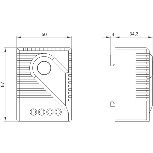 Mechanical thermostat changeover contact 10 to 60 C