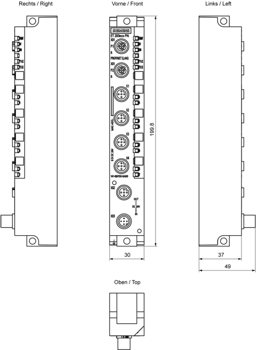 SIMATIC ET 200eco PN 8DI 24 V DC 4x M12