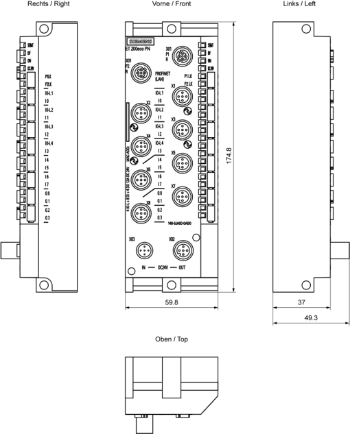 SIMATIC ET 200eco PN 4IOL  8DI  4DQ 24 V DC13 A 8x M12