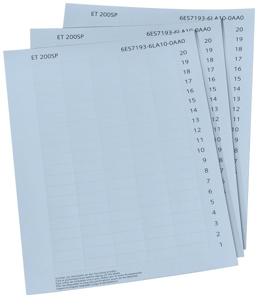 SIMATIC ET 200SP Labeling strips paper light gray 10 DIN A4 sheets with 1 00