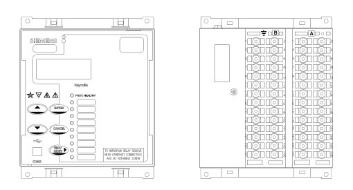7SR105 enclosure inputsoutputs and device front S4 enclosure 4 cur trans