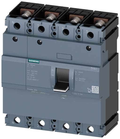 Switch disconnector 3VA1 IEC frame 250 4pole SD100 In250 A without overloa