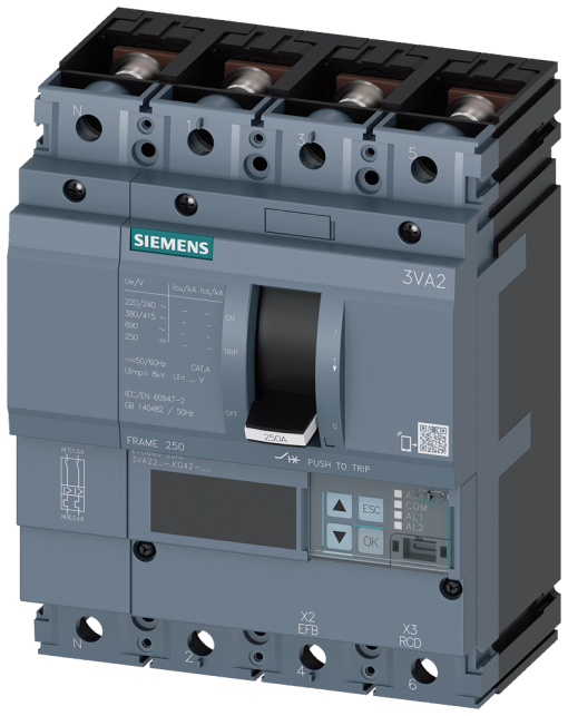 circuit breaker 3VA2 IEC frame 250 breaking capacity class L Icu150kA  415V