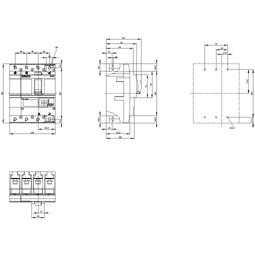 circuit breaker 3VA2 IEC frame 250 breaking capacity class H Icu85kA  415V 