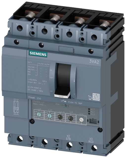 circuit breaker 3VA2 IEC frame 250 breaking capacity class C Icu110kA  415V