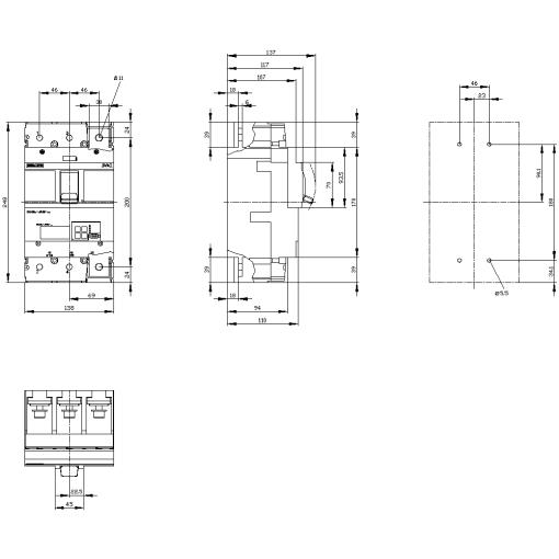 circuit breaker 3VA2 IEC frame 400 breaking capacity class C Icu110kA  415V