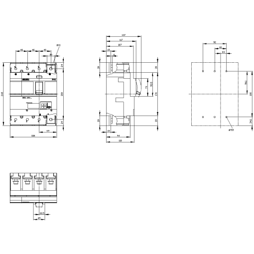 circuit breaker 3VA2 IEC frame 400 breaking capacity class L Icu150kA  415V