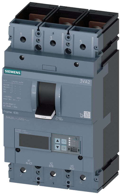 circuit breaker 3VA2 IEC frame 630 breaking capacity class M Icu55kA  415V 